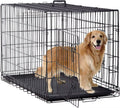 Bestpet | Dog Crate | 48" | Black | Foldable Metal Kennel with Double Doors, Secure Slide-Bolt Latches, Leakproof Tray |
