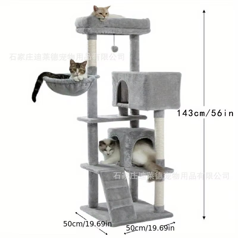 Big Cat Climbing Frame with Cat Litter Box Integrated Cat Tree Tower Toys Easy Cleaning Pet Supplies