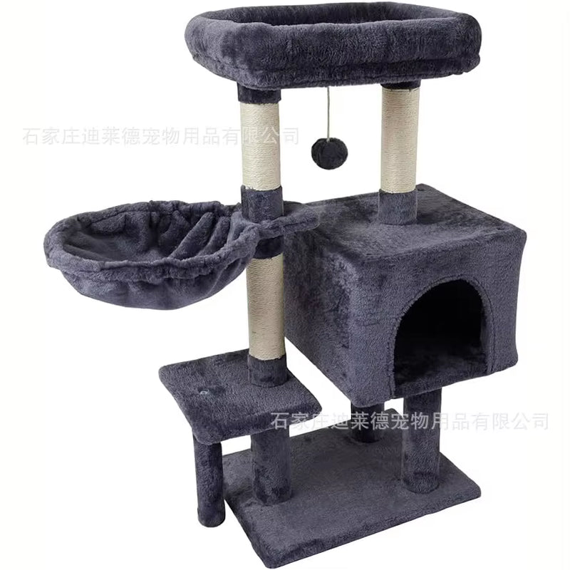 Big Cat Climbing Frame with Cat Litter Box Integrated Cat Tree Tower Toys Easy Cleaning Pet Supplies