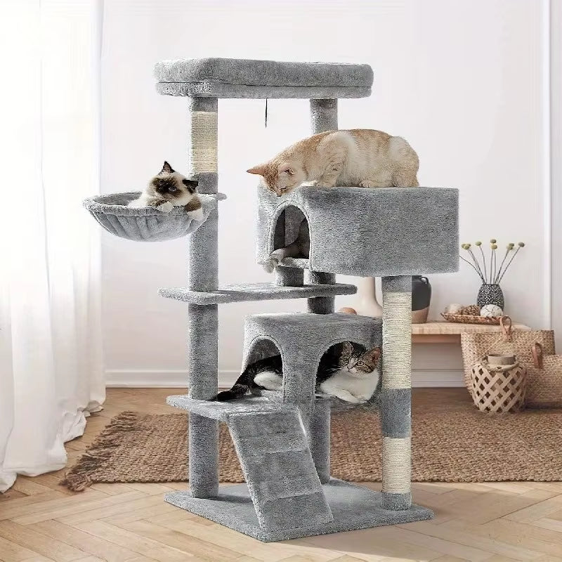 Big Cat Climbing Frame with Cat Litter Box Integrated Cat Tree Tower Toys Easy Cleaning Pet Supplies