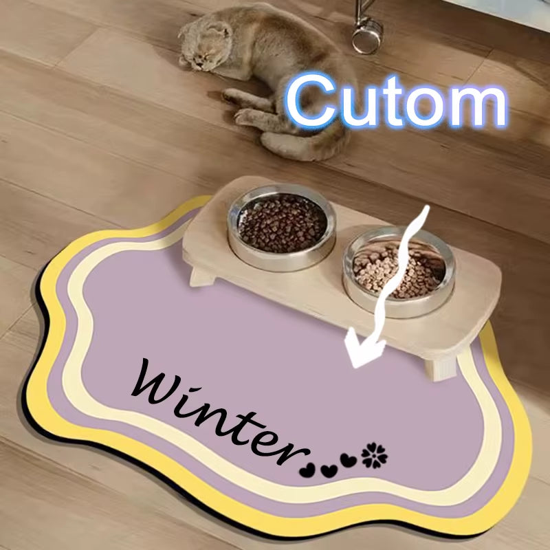  Custom Pet Feeding Mat Cute Shape Dog Diatom Mud Floor Mat Non-Slip Waterproof Home Decoration Dog Feeding Pad