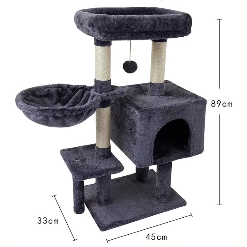 Big Cat Climbing Frame with Cat Litter Box Integrated Cat Tree Tower Toys Easy Cleaning Pet Supplies