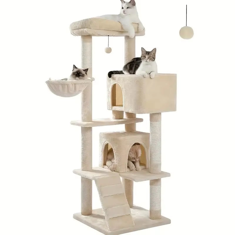 Big Cat Climbing Frame with Cat Litter Box Integrated Cat Tree Tower Toys Easy Cleaning Pet Supplies