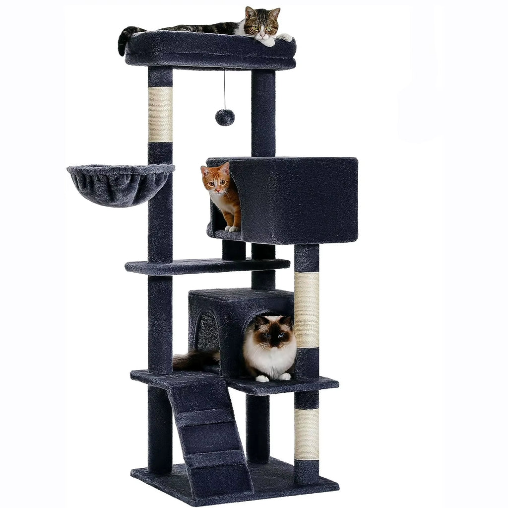 Big Cat Climbing Frame with Cat Litter Box Integrated Cat Tree Tower Toys Easy Cleaning Pet Supplies
